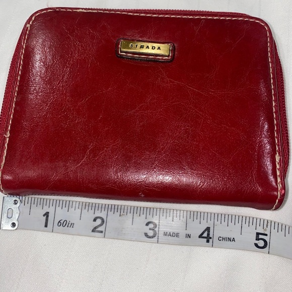Strada Red Maroon Leather Mini Wallet  Vintage EUC - Picture 6 of 8
